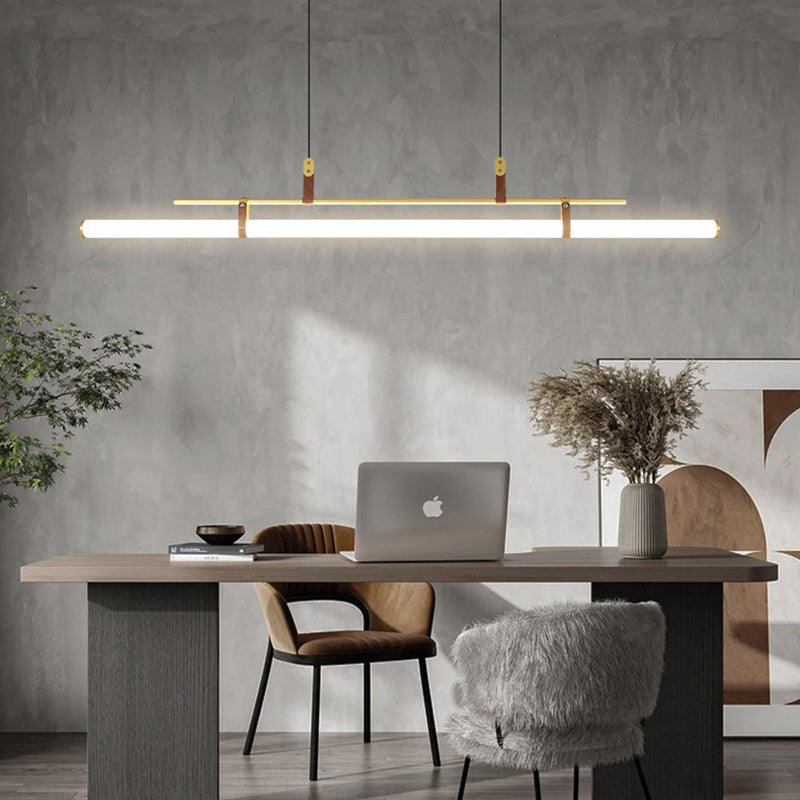 Inari Moderno Lampadario Lineare in Metallo, Nero/Oro