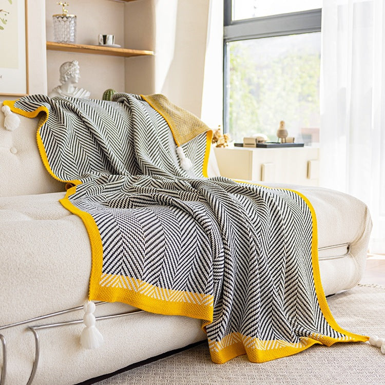 Plaid in Maglia con Frange – Coperta Decorativa per Divano