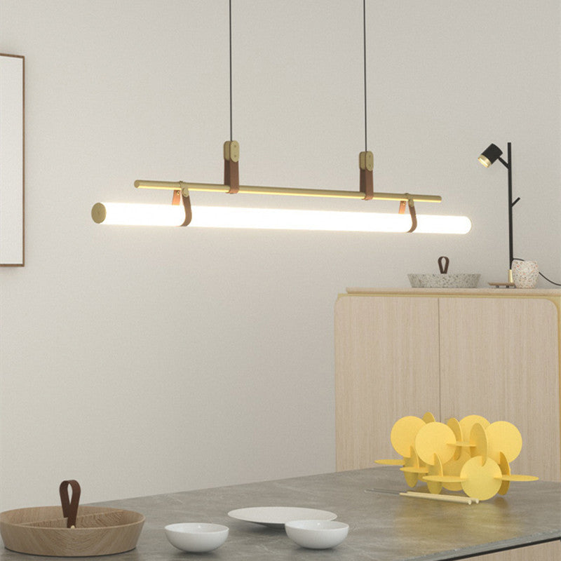 Inari Moderno Lampadario Lineare in Metallo, Nero/Oro