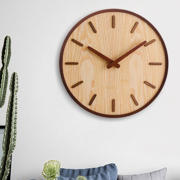 Orologio da Parete in Legno di Noce Minimalista Silenzioso Moderno