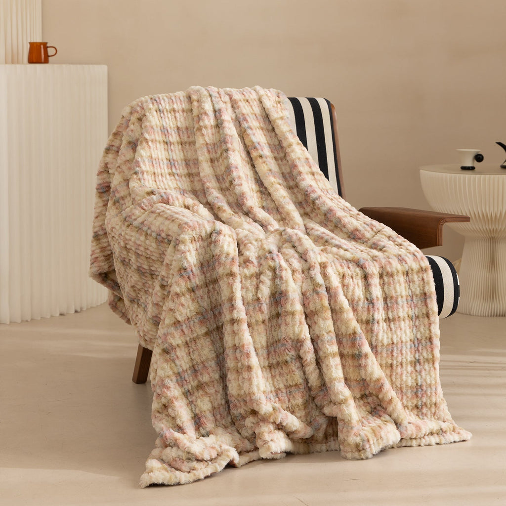 Plaid in Pelliccia Sintetica di Lusso con Texture Ondulata – Coperta Morbida in Pelliccia con Retro in Microfibra