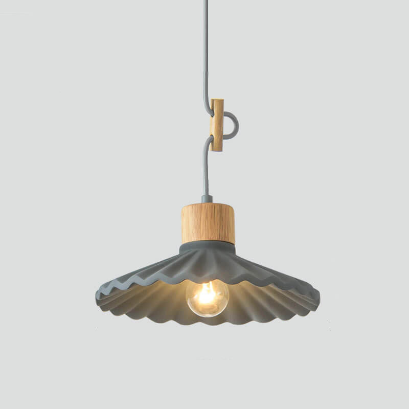 Lampada a sospensione moderna in cemento con paralume scallop a 1 luce per soggiorno