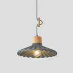 Lampada a sospensione moderna in cemento con paralume scallop a 1 luce per soggiorno