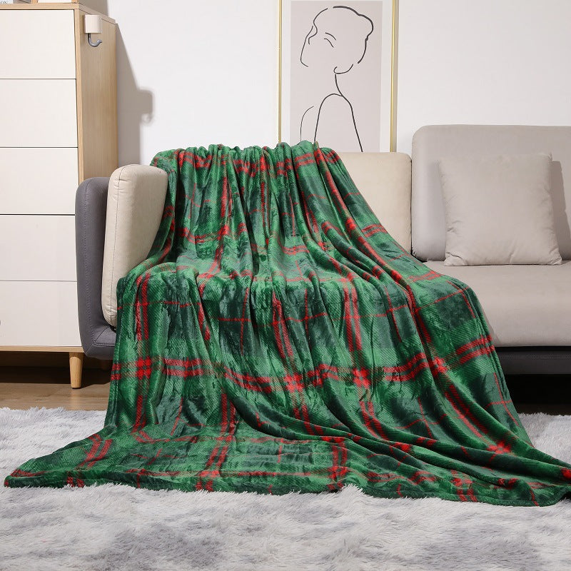 Plaid in Fleece di Peluche con Motivo Scozzese – Morbido e Caldo Plaid per Divano e Letto