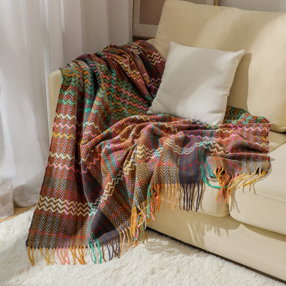 Coperta Intrecciata con Frange – Coperta Decorativa per Divano