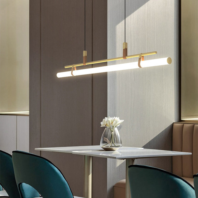 Inari Moderno Lampadario Lineare in Metallo, Nero/Oro