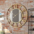 Frendorf | Orologio da parete in metallo vintage grande con specchio 39cm