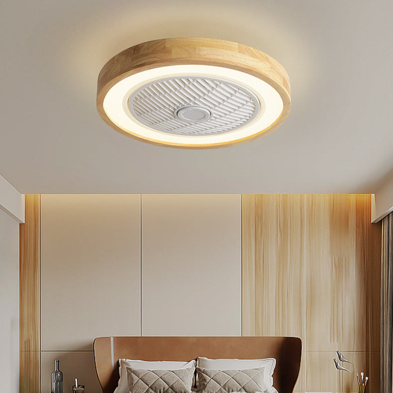 Faro da soffitto a ventola LED geometrico in legno minimalista moderno