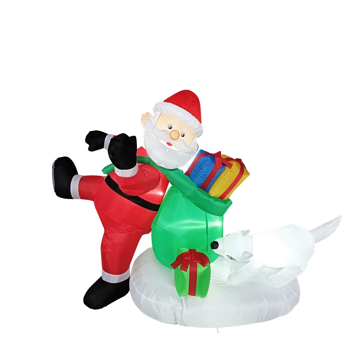 Babbo Natale Gonfiabile su Orso Polare con Illuminazione LED – Decorazione Natalizia per Esterni
