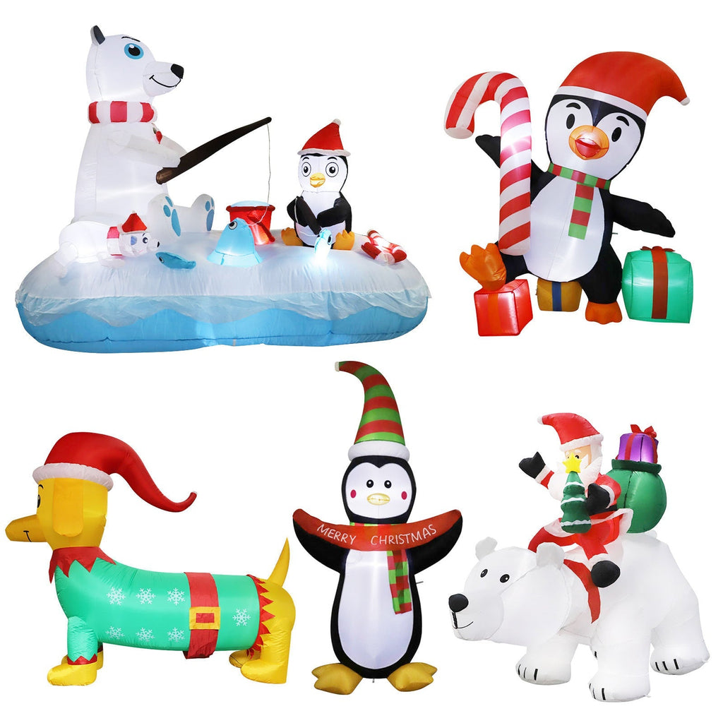 Babbo Natale Gonfiabile su Orso Polare con Illuminazione LED – Decorazione Natalizia per Esterni