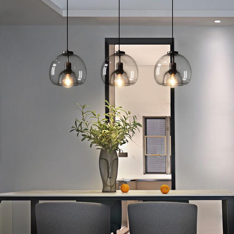 Lampada a Sospensione Minimalista in Vetro Soffiato Grigio Fumo con 1 Luce