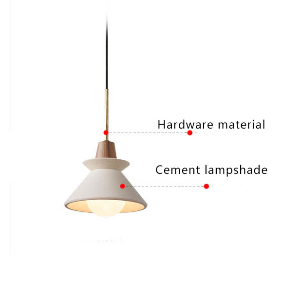 Luce a sospensione moderna minimalista in cemento bianco e legno di ferro con 1 lampadina per sala da pranzo