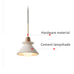 Luce a sospensione moderna minimalista in cemento bianco e legno di ferro con 1 lampadina per sala da pranzo