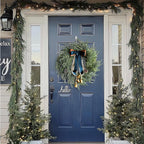 Ghirlanda di Natale con Fiocco Decorativo e Campanelli – Decorazione Festiva per la Porta