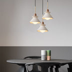Luce a sospensione moderna minimalista in cemento bianco e legno di ferro con 1 lampadina per sala da pranzo