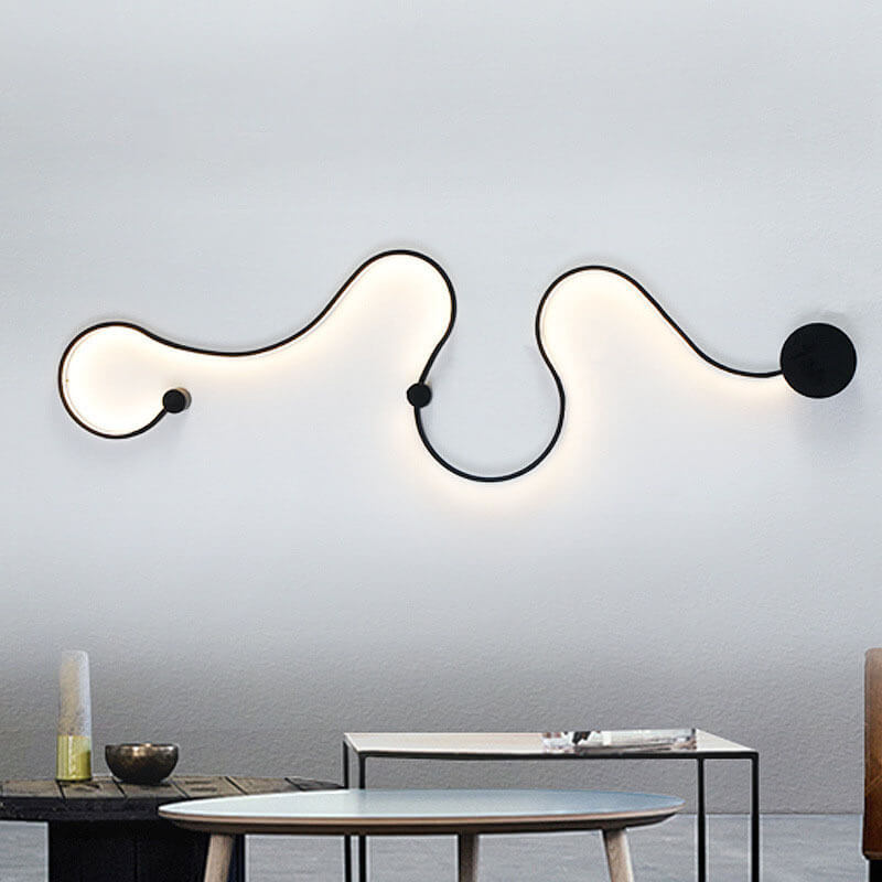 Lampada da Parete Curva LED Moderna in Alluminio a Forma di Serpente con 1 Luce