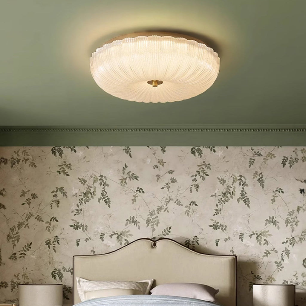 Lampada da soffitto a montaggio flush in vetro ondulato