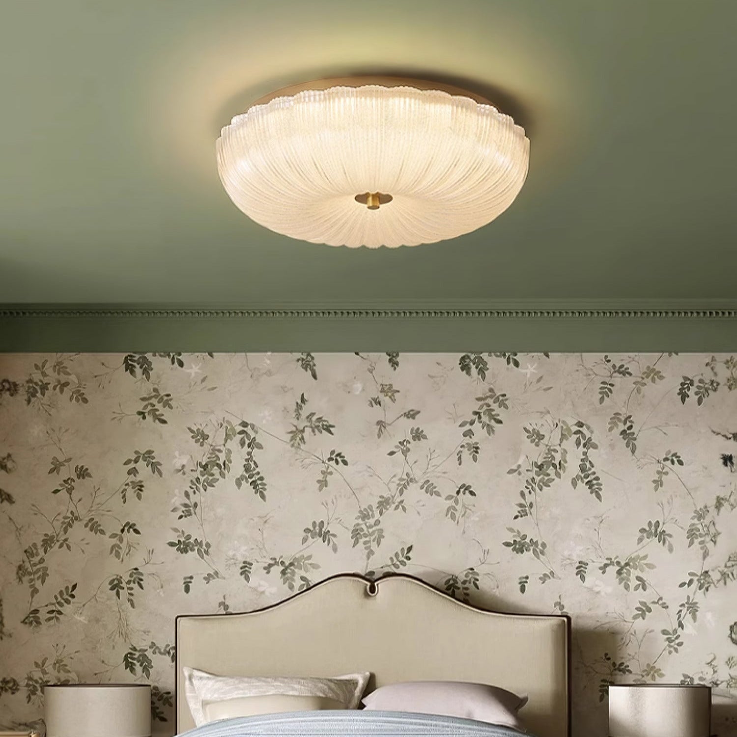 Lampada da soffitto a montaggio flush in vetro ondulato