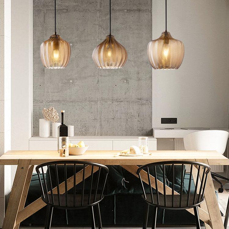 Lampada a Sospensione Barrel 1 Luce in Vetro Wave Testurizzato Nordico