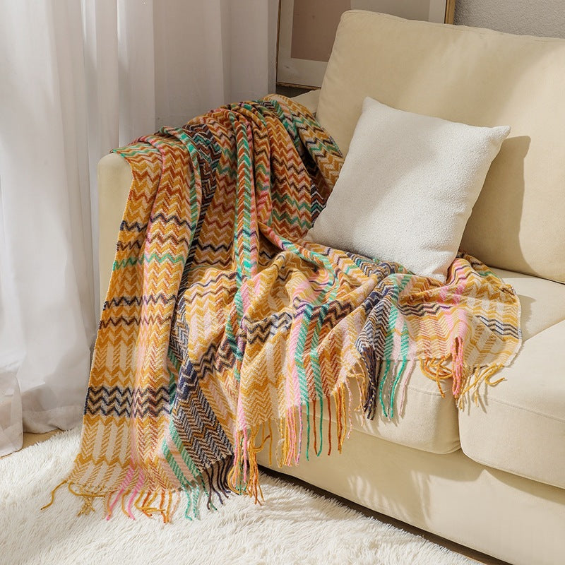 Coperta Intrecciata con Frange – Coperta Decorativa per Divano