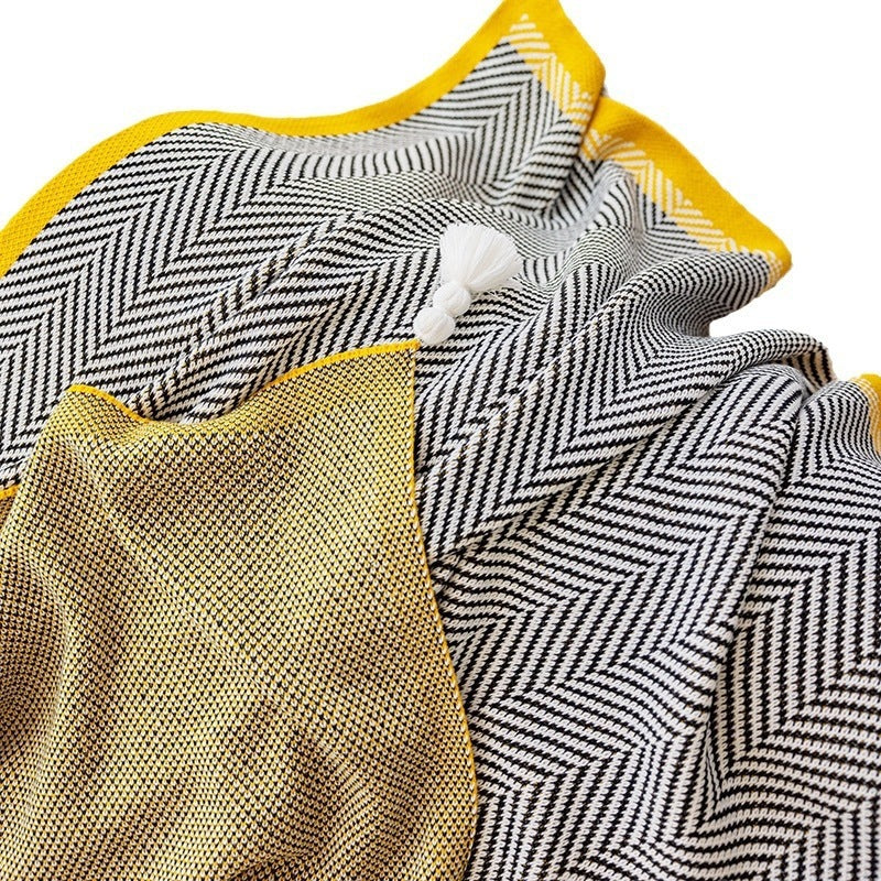 Plaid in Maglia con Frange – Coperta Decorativa per Divano