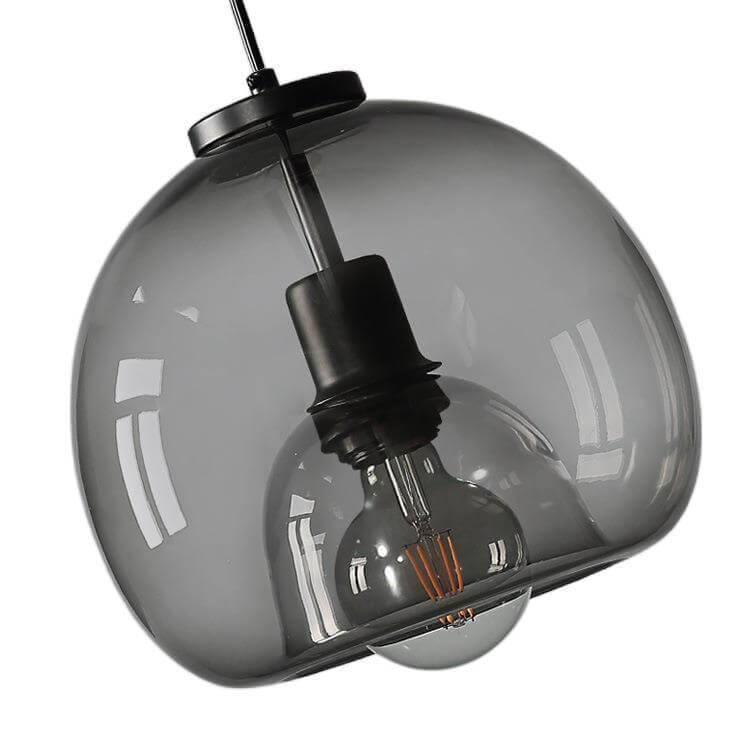 Lampada a Sospensione Minimalista in Vetro Soffiato Grigio Fumo con 1 Luce
