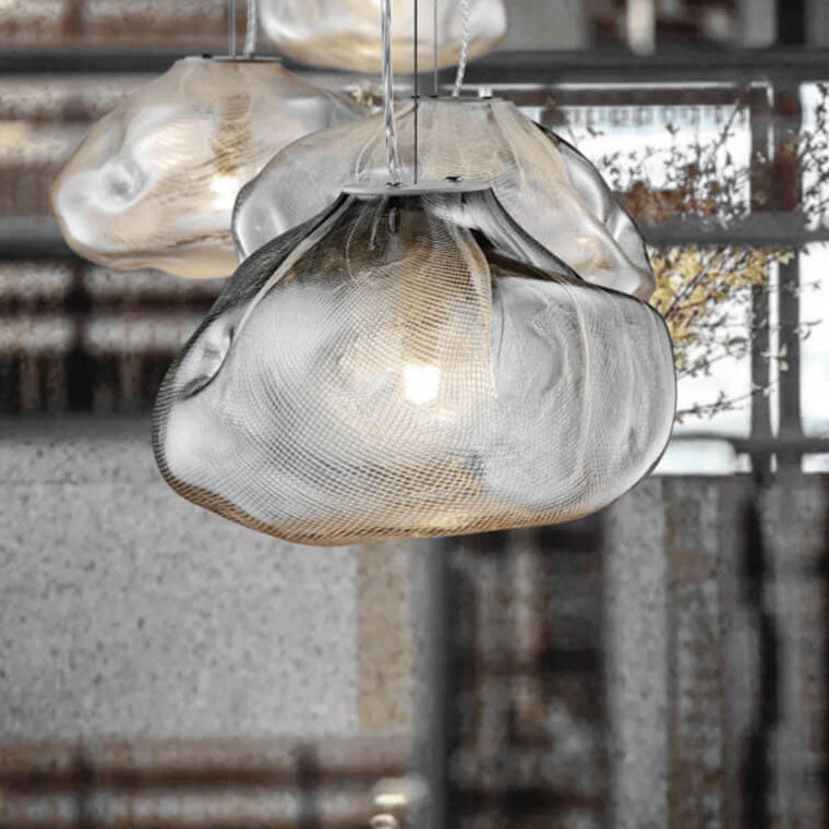 Lampada a sospensione a forma di nuvola minimalista moderna in vetro con 1 luce per soggiorno