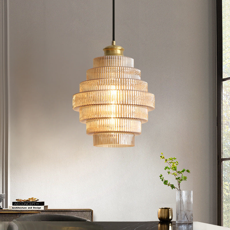 Lampada a Sospensione in Vetro Vintage a Più Livelli