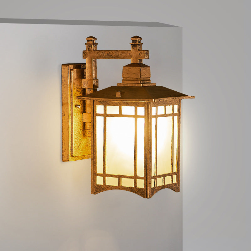 Lampada da parete a 1 luce a forma di padiglione cinese in alluminio solare impermeabile moderna