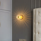Moderno Lampadario di Lusso a Forma di Sole in Vetro Completo in Rame a Doppio Scopo con 1 Luce a Soffitto