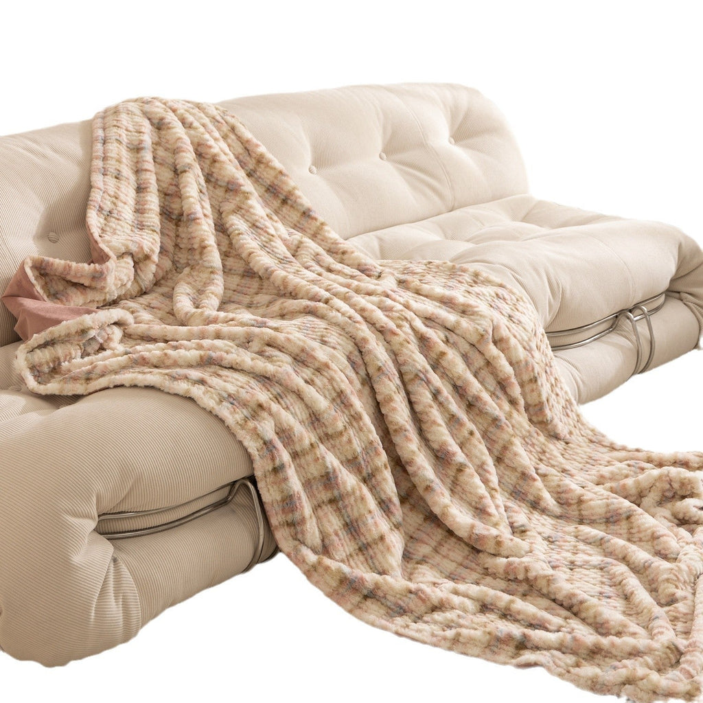 Plaid in Pelliccia Sintetica di Lusso con Texture Ondulata – Coperta Morbida in Pelliccia con Retro in Microfibra
