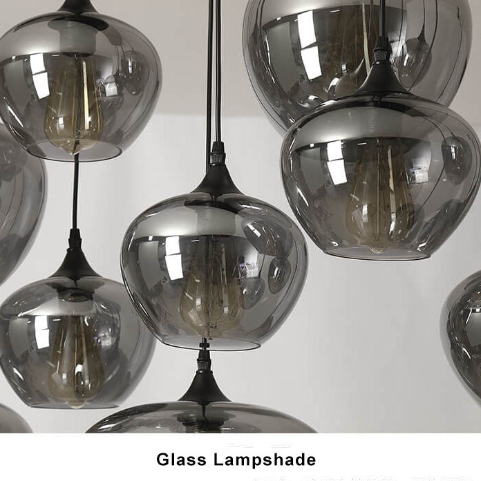 Sospensione LED in Vetro Grigio Fumo Moderno a 1 Luce