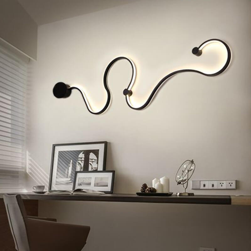 Lampada da Parete Curva LED Moderna in Alluminio a Forma di Serpente con 1 Luce