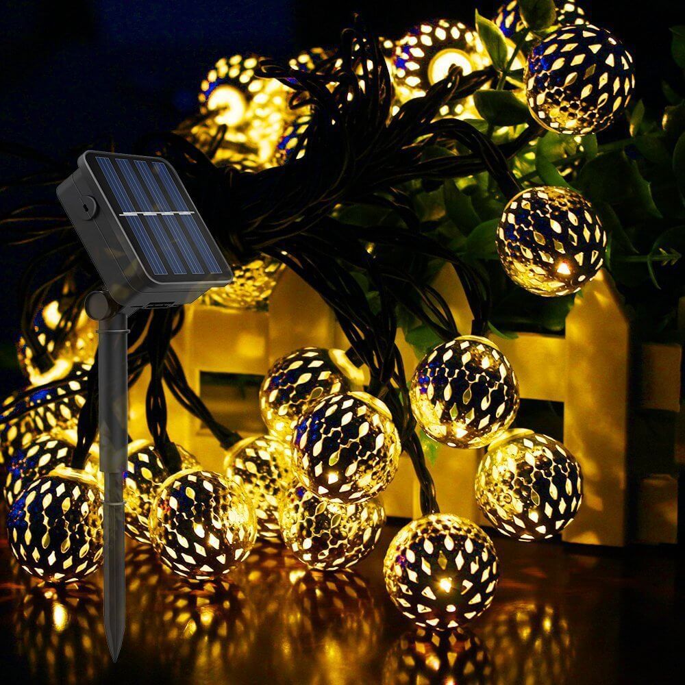 Luci a Stringa Solari Palloni Marocchini Colorati LED Luci di Natale Decorazione Esterno Luci a Stringa
