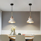 Luce a sospensione moderna minimalista in cemento bianco e legno di ferro con 1 lampadina per sala da pranzo