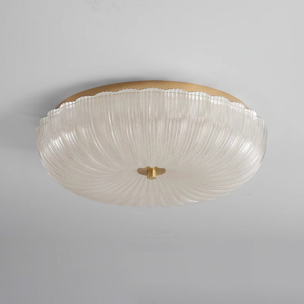 Lampada da soffitto a montaggio flush in vetro ondulato
