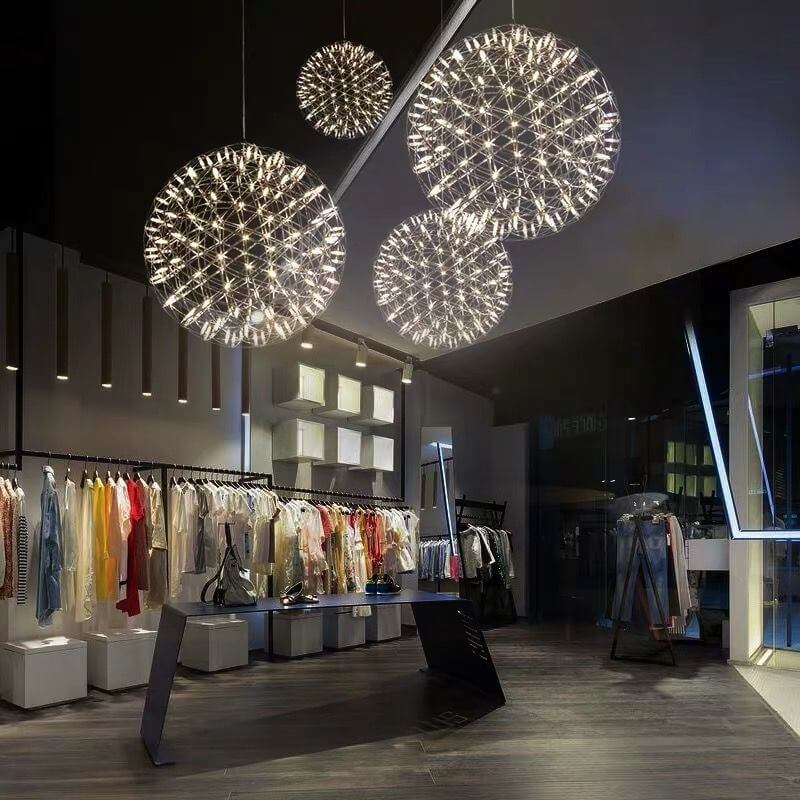 Lampadario Pendente Creativo Contemporaneo in Ferro con 12 Luci LED Fuochi d'Artificio per Soggiorno