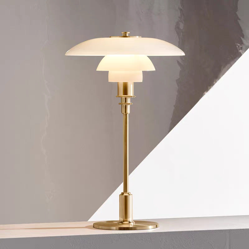 Lampada da Tavolo con Paralume in Vetro Vintage Danese