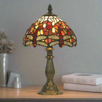 Lampada da Tavolo da Comodino Oaks Green Dragonfly Tiffany 7"