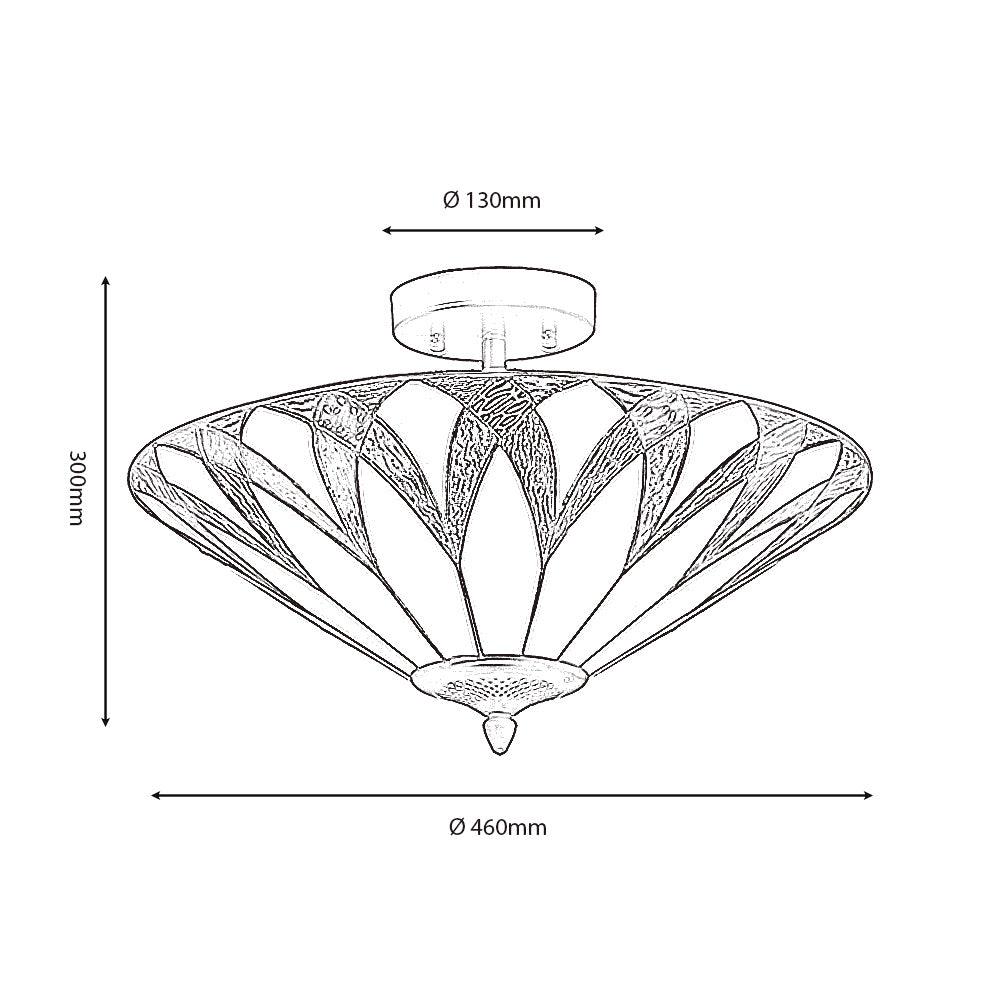 Oaks Lighting Allanton Semi Flush Tiffany Lampada da Soffitto