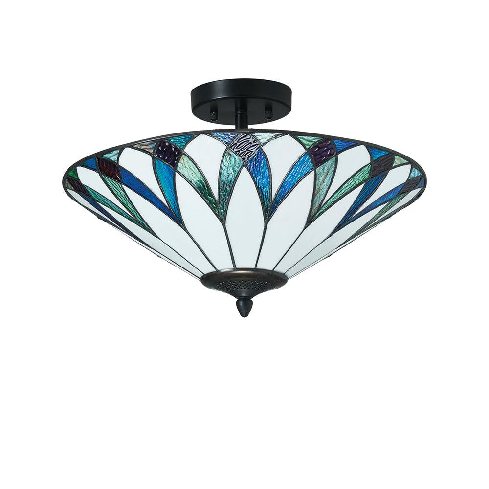 Oaks Lighting Allanton Semi Flush Tiffany Lampada da Soffitto