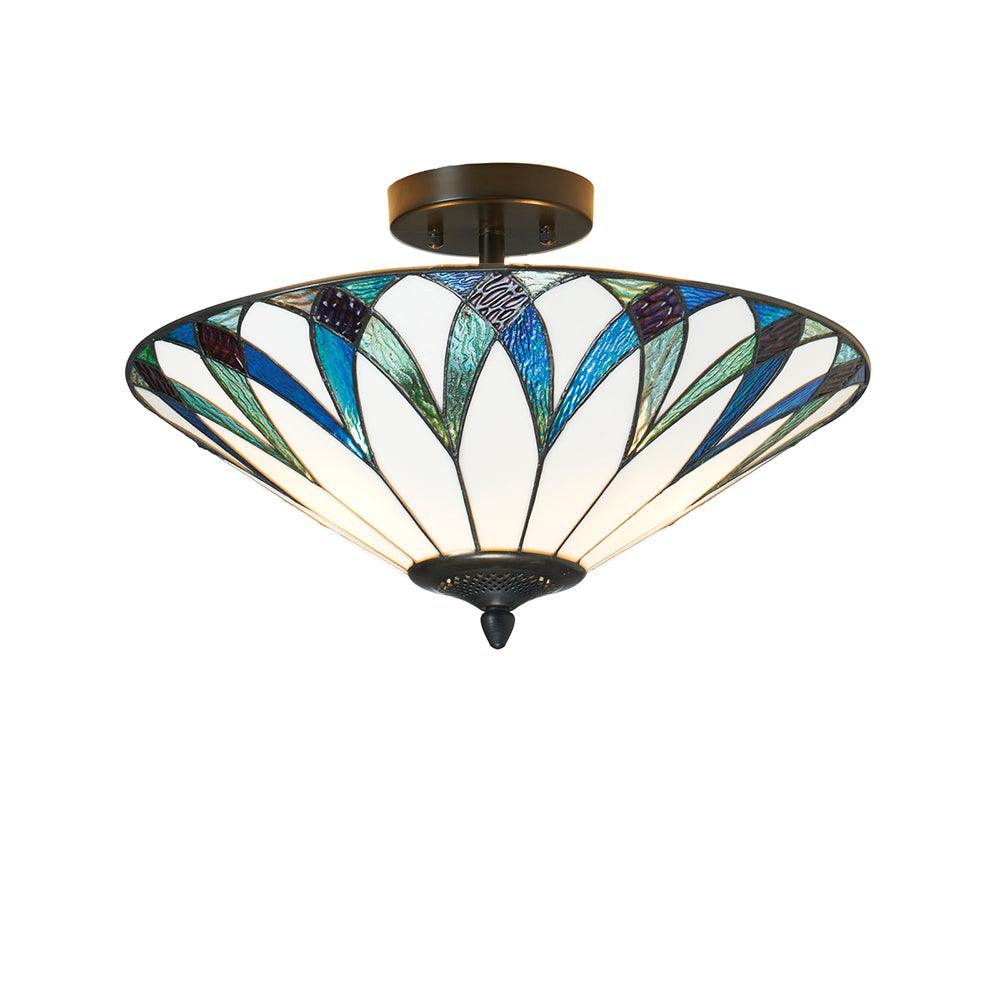 Oaks Lighting Allanton Semi Flush Tiffany Lampada da Soffitto