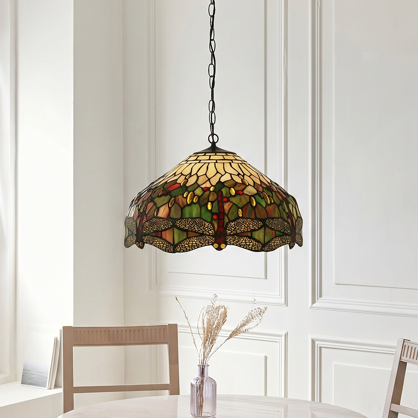 Lampada da soffitto Tiffany Medium Dragonfly, attacco per una lampadina