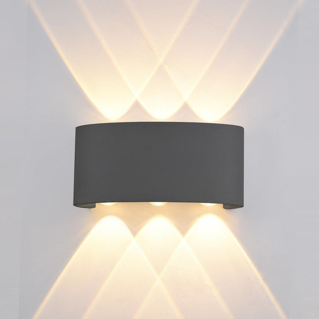 Avelira | Moderno Applique da Esterno LED Up Down in Alluminio Nero Sabbiato con Luce Calda 3000K