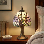 Lampada da Tavolo Notturno Tiffany con Fiore Blu Oaks