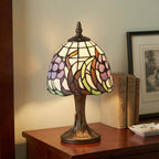 Lampada da Tavolo Notturno Tiffany con Fiore Blu Oaks