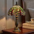 Lampada da Tavolo da Comodino Oaks Green Dragonfly Tiffany 7"