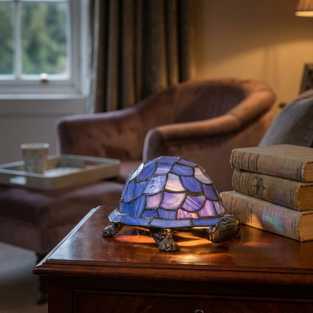 Lampada da Tavolo Tartaruga Tiffany Blu Oaks