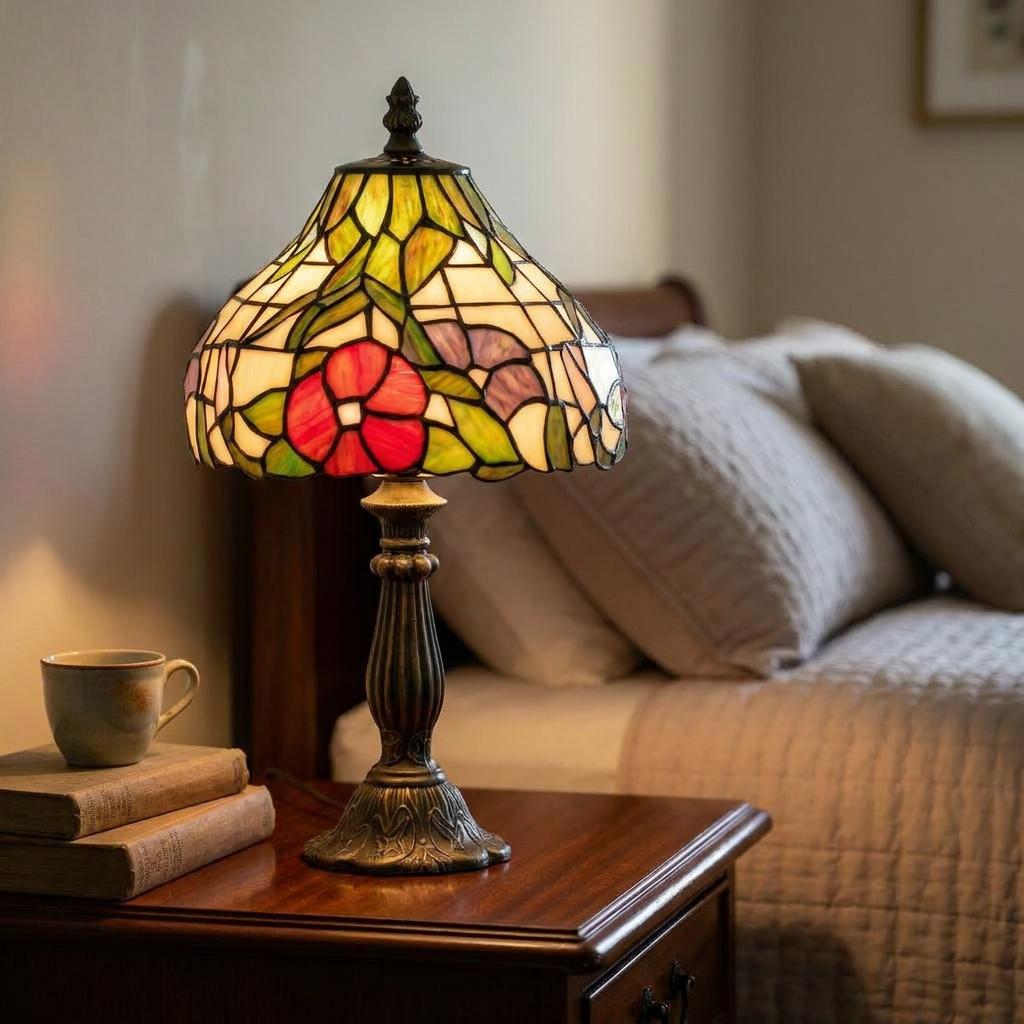 Lampada da Tavolo Notturno Oaks Tiffany Peonies