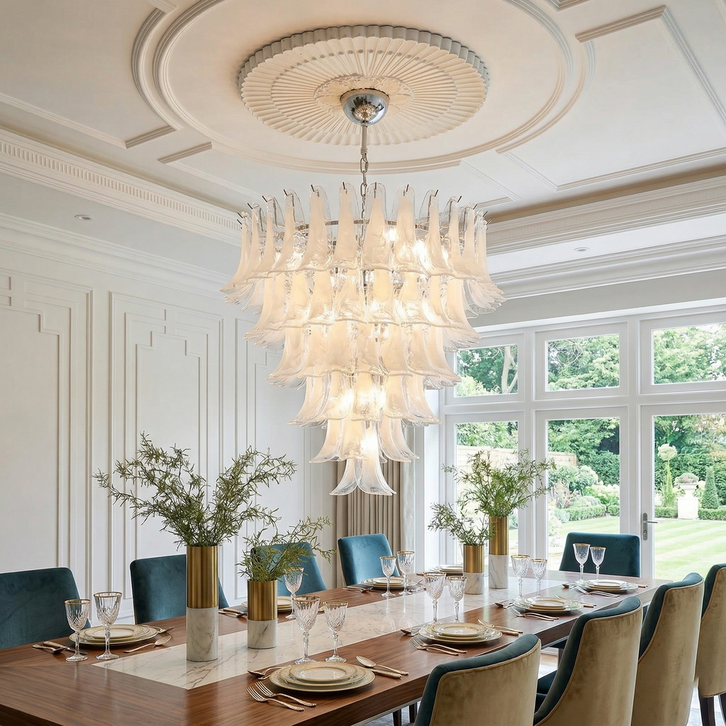 Lampadario in Vetro a Petali a Strati
